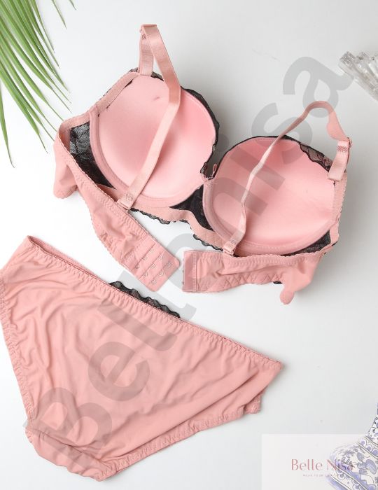 Elegant Padded Leaf Lace Bra & Panty Set – Colorful & Feminine